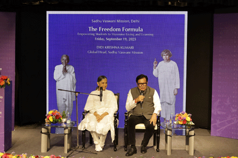 Expressions India: Conversation with Didi Krishna Kumariji, Head, Sadhu Vaswani Mission Worldwide on 19th September 2025 at Dr Ambedkar International Centre - Click to Enlarge