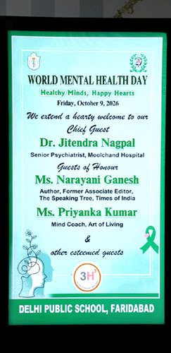 Expressions India: World Mental Health Day Celebration at DPS Faridabad - Click to Enlarge