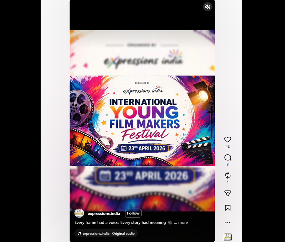 Expressions India: Award Ceremony of the International Young Film Makers Festival 2025-26, scheduled on 23rd April 2026 at Auditorium, Moolchand Medcity, New Delhi